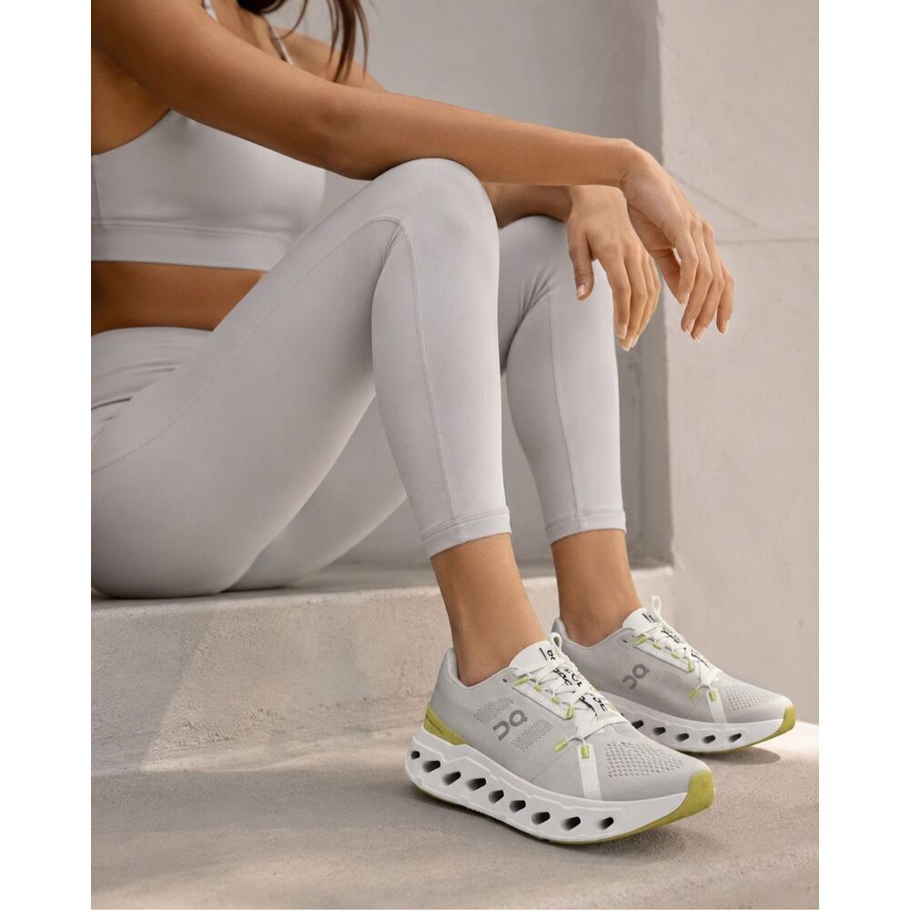 On CloudEclipse Running Sneakers Gray Lime Green Cushioned Performance Athletic